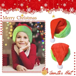 2024 Green Fur-Edged Christmas Hat For Adults And Children Red Creative Christmas Hat Christmas Ornaments