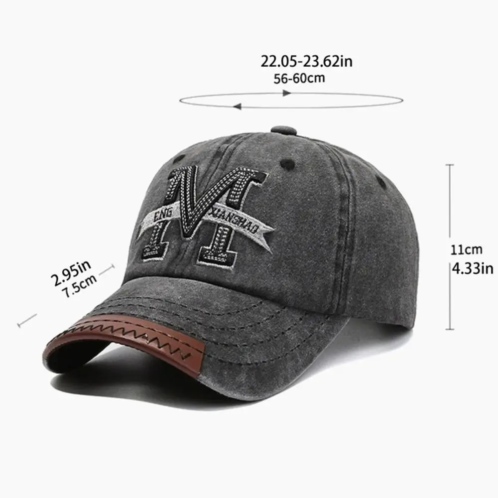 Washed Denim Letters Baseball Cap Men 3D Letter Vintage Hip Hop Hats Casual Embroidery Cotton Snapback Hat Outdoor Streetwear