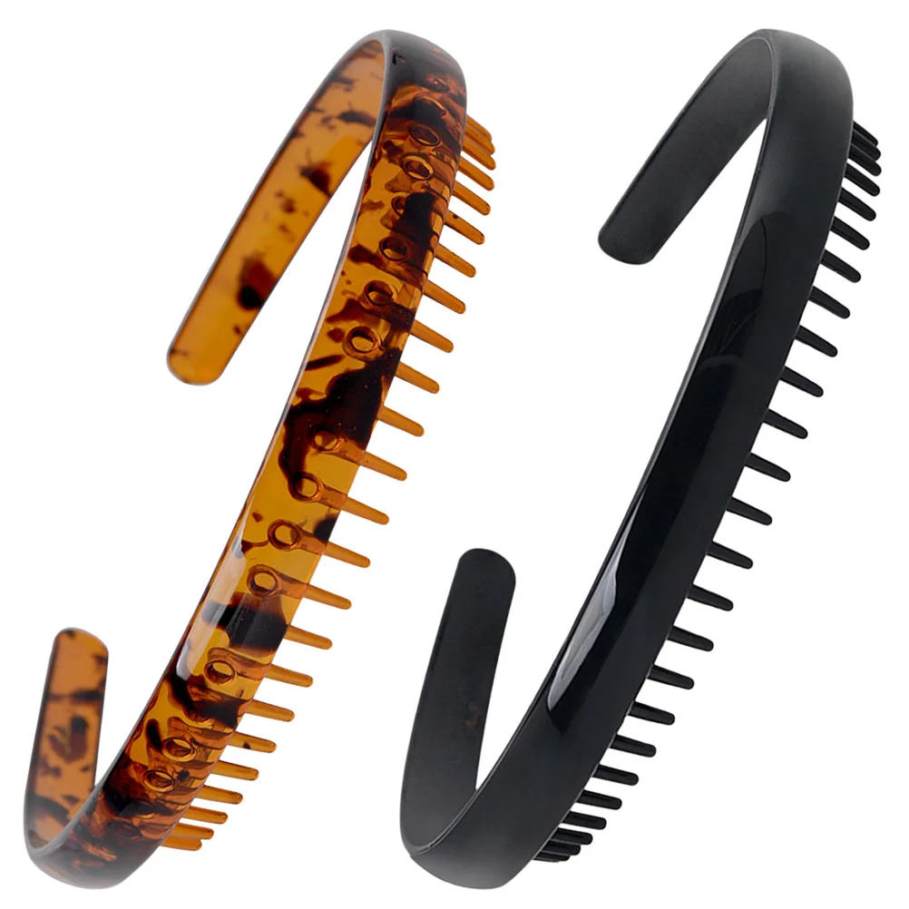 

2pcs Hair Headband For Women Resin Toothed Comb Headbands Non-Slip Face Washing Workout Makeup Hair Accessories Daily Headdress