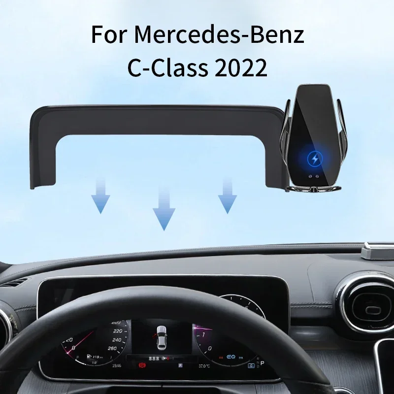 

For Mercedes Benz C Class W206 2022-2024 ABS Black Car Screen Navigation Bracket GPS Navigation Bracket Car Accessories