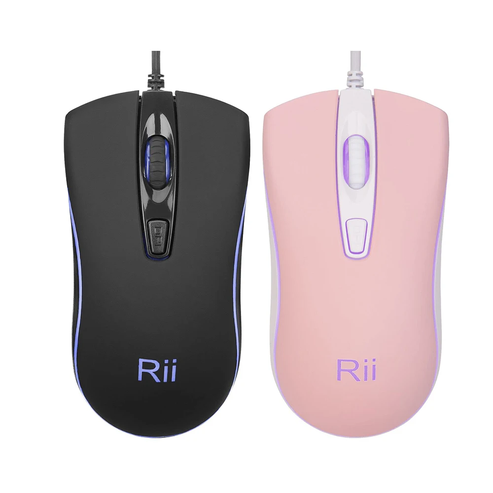 Rii RM105 Wired Mouse,Computer Mouse RGB Backlit,Comfortable USB Wired Mice Support Windows PC, Laptop,Desktop