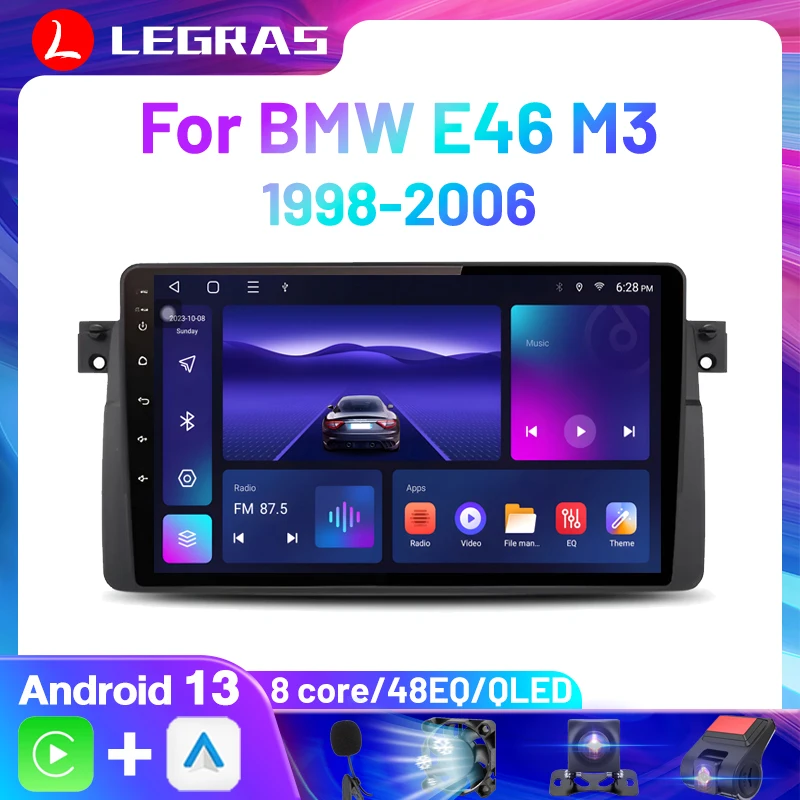 CarPlay Android 13 Car Radio for BMW E46 M3 318/320/325/330/335 Multimedia Player GPS Navigation 2Din Car Intelligent System