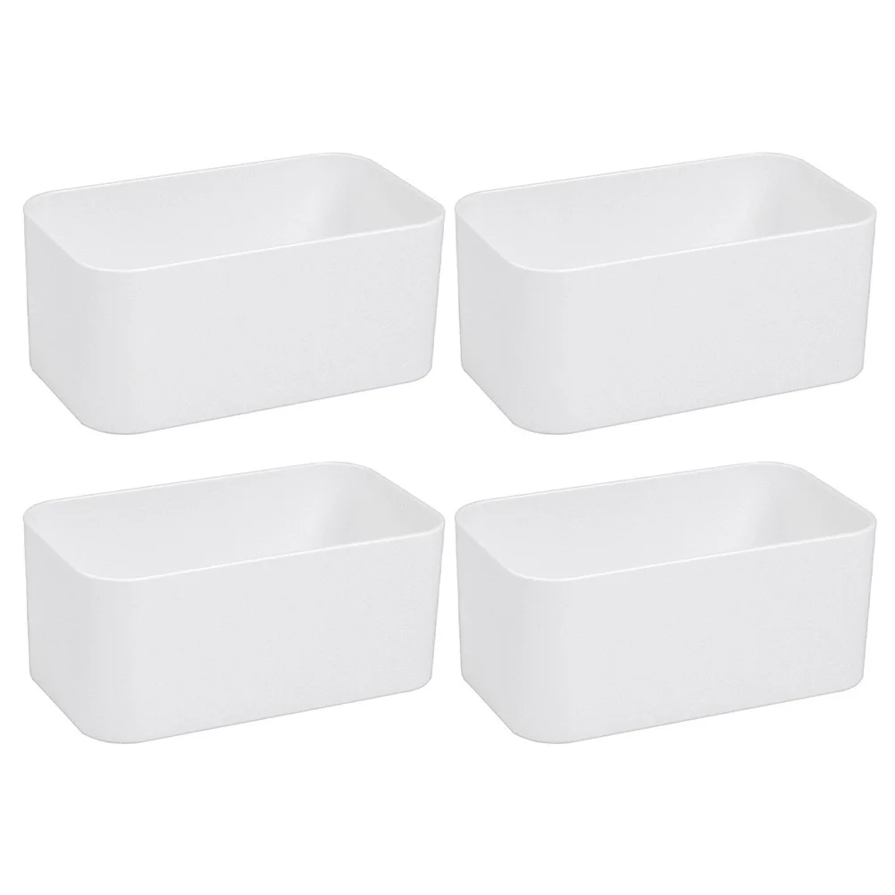 

4pcs Wall Mounted Storage Box Punch Supplies Organizer White Color No Damage Easy Installation Bathroom Kitchen Use