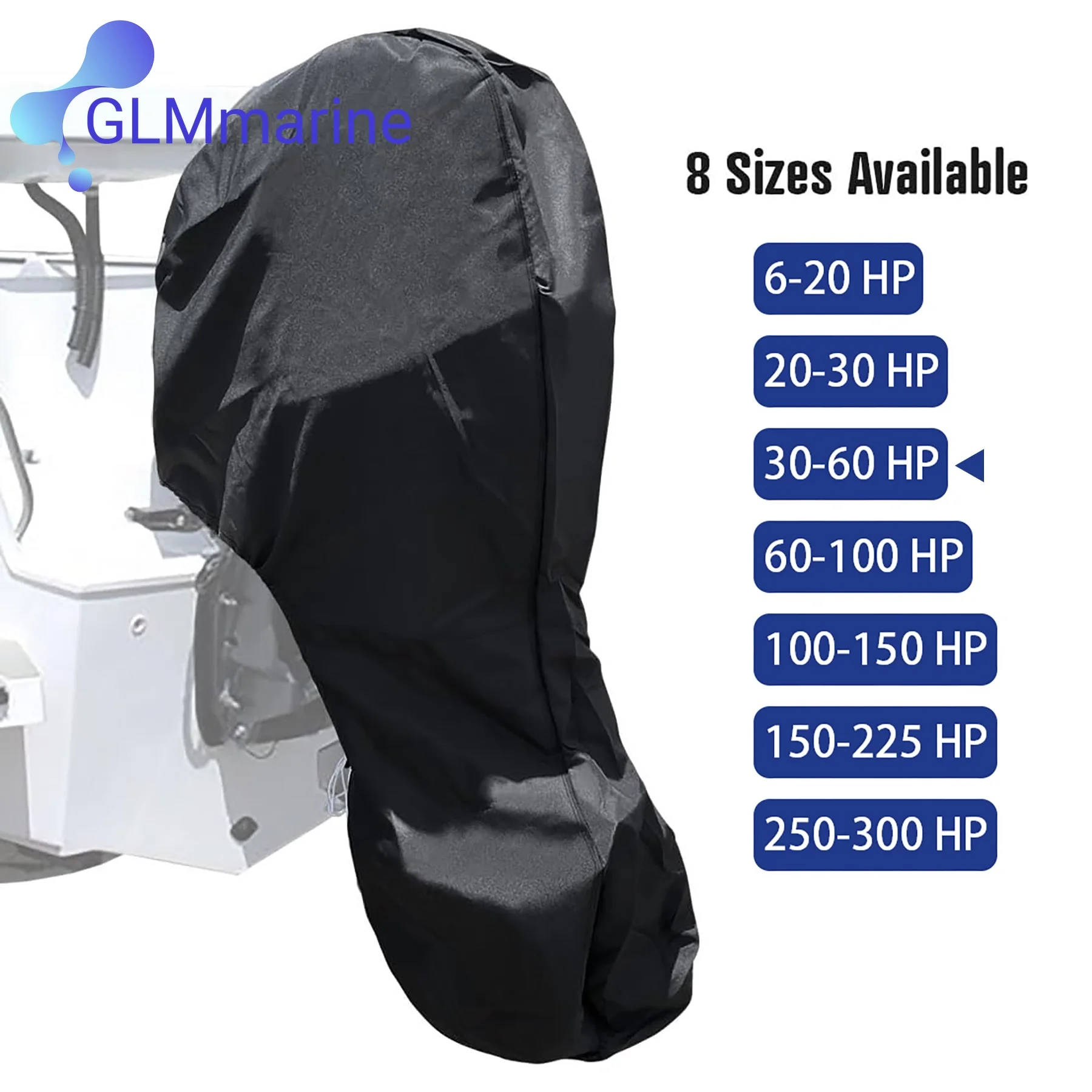 

Cover Black Boat Motor Cover High Density Waterproof Outboard Engine 30HP-60HP