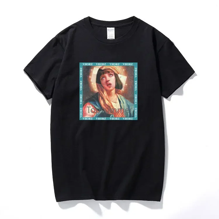 

Virgin Mary Pulp Fiction Mia Men'S T-Shirts Funny Printed Short Sleeve Tshirts Summer Casual Cotton Quentin Tarantino Streetwear