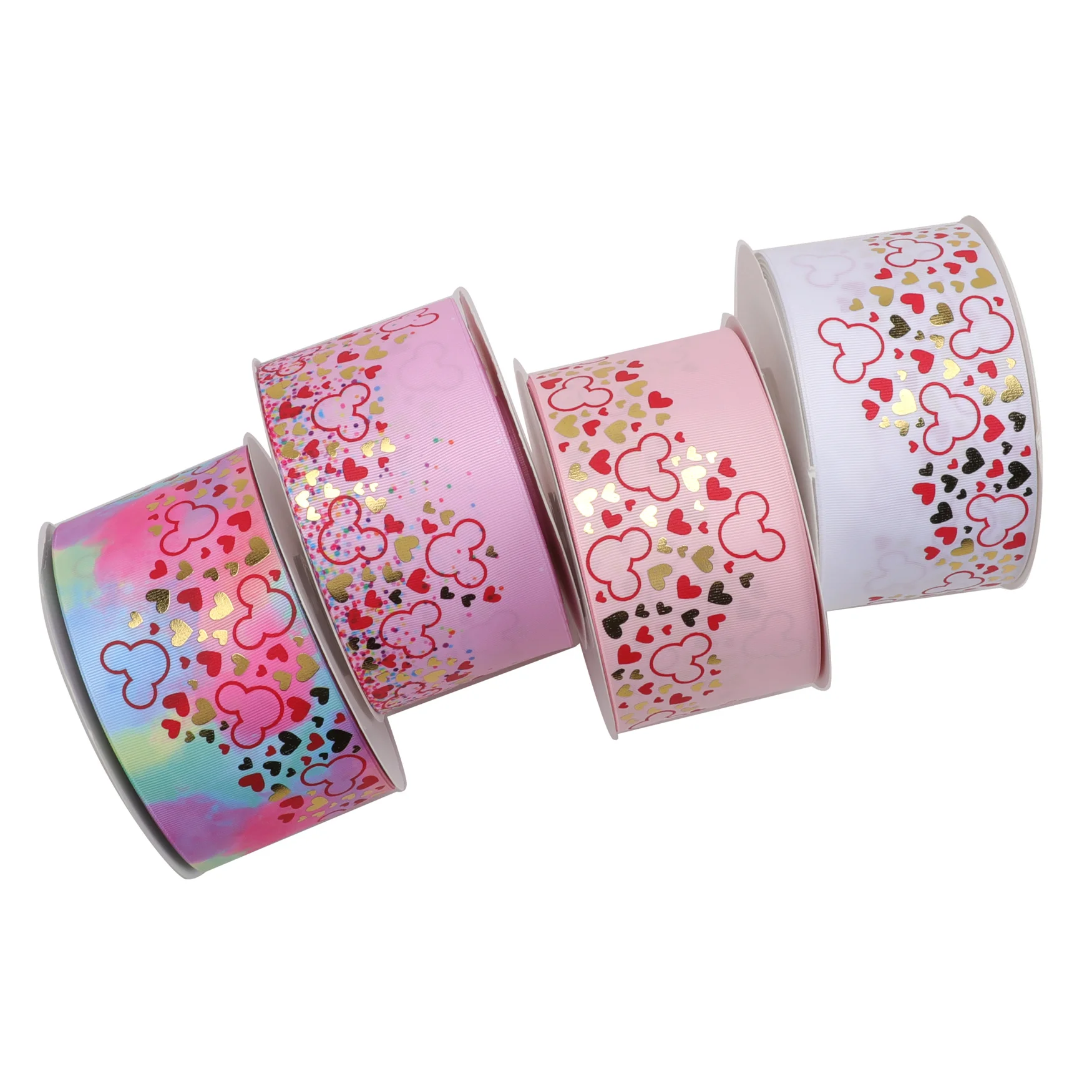 HSDRIBBON 75mm 3inch  Valentine's Day Cartoon Series custom brush Hologram Ribbon Cinta 50Yards/Roll