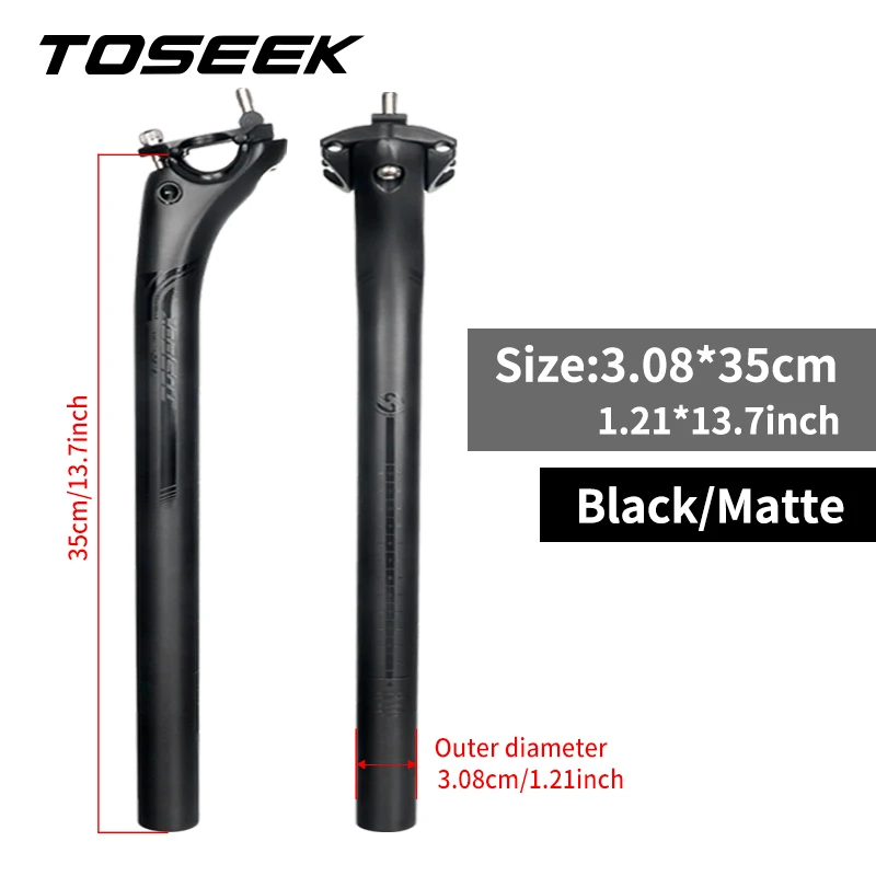 TOSEEK Carbon Sattelstütze 27,2 31,6mm Länge 400mm Mattschwarz MTB Rennrad Sattelstütze Sitzrohr Fahrrad Teile MTB Carbon Kanu