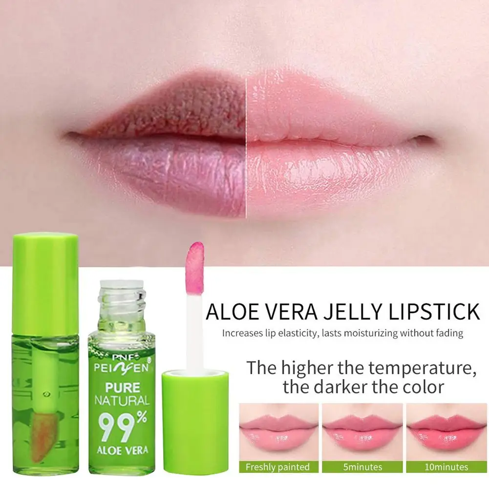 1 Stück Aloe Essenz Lip gloss natürliche veränderbare Farbe tragbare wasserdichte feuchtigkeit spendende lang anhaltende nahrhafte Lippen Pflege Lippenstift