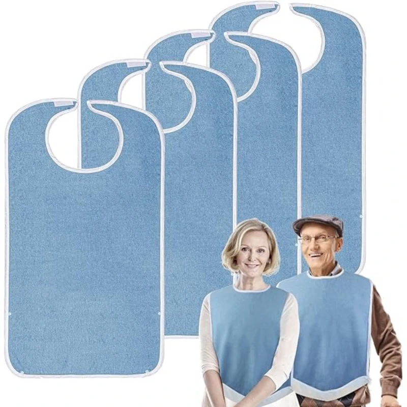Baberos premium para adultos, hombres y mujeres, delantal impermeable para comer con correa ajustable, paño de rizo grande lavable y reutilizable