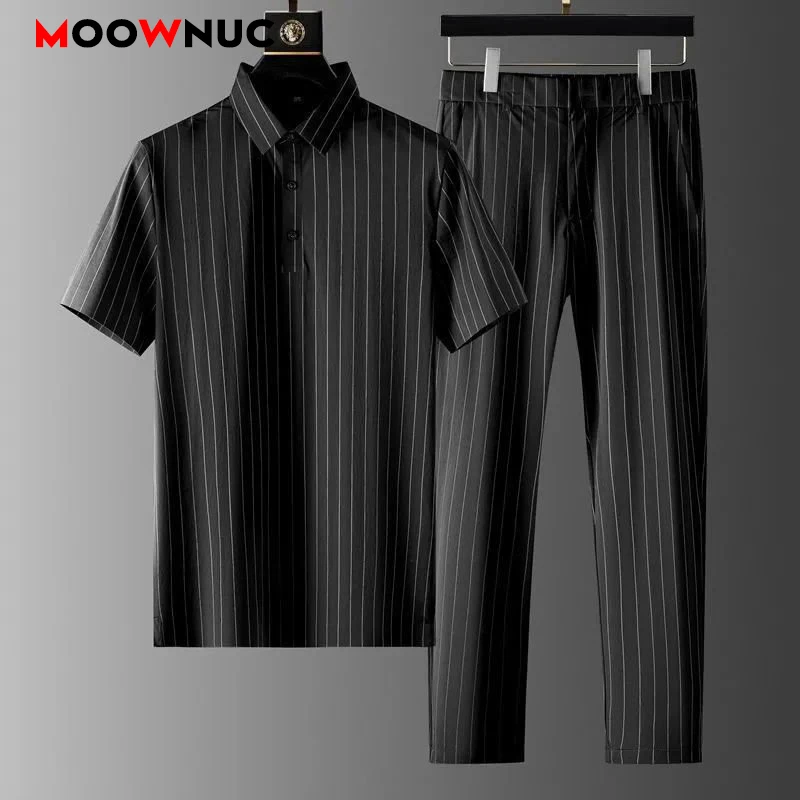 2023 Summer New Men\'s Casual Sets T-Shirts + Pants Sportswear Jogger Male Fashion Tracksuits Sweatshirt Hombre Fit MOOWNUC