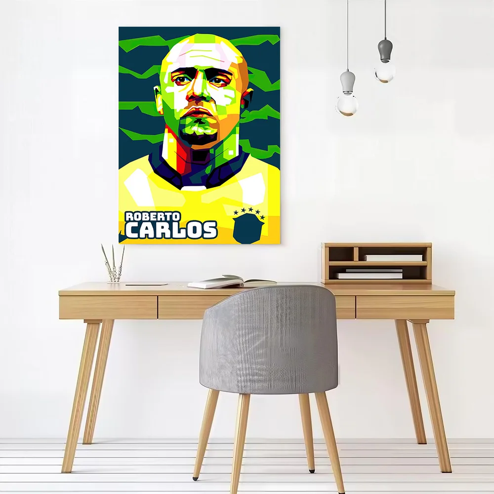 Roberto Carlos Portrait in Pop Art Style Printed Canvas Poster Custom Pictures Wall Art Canvas Painting for Wand Deko Room Decor