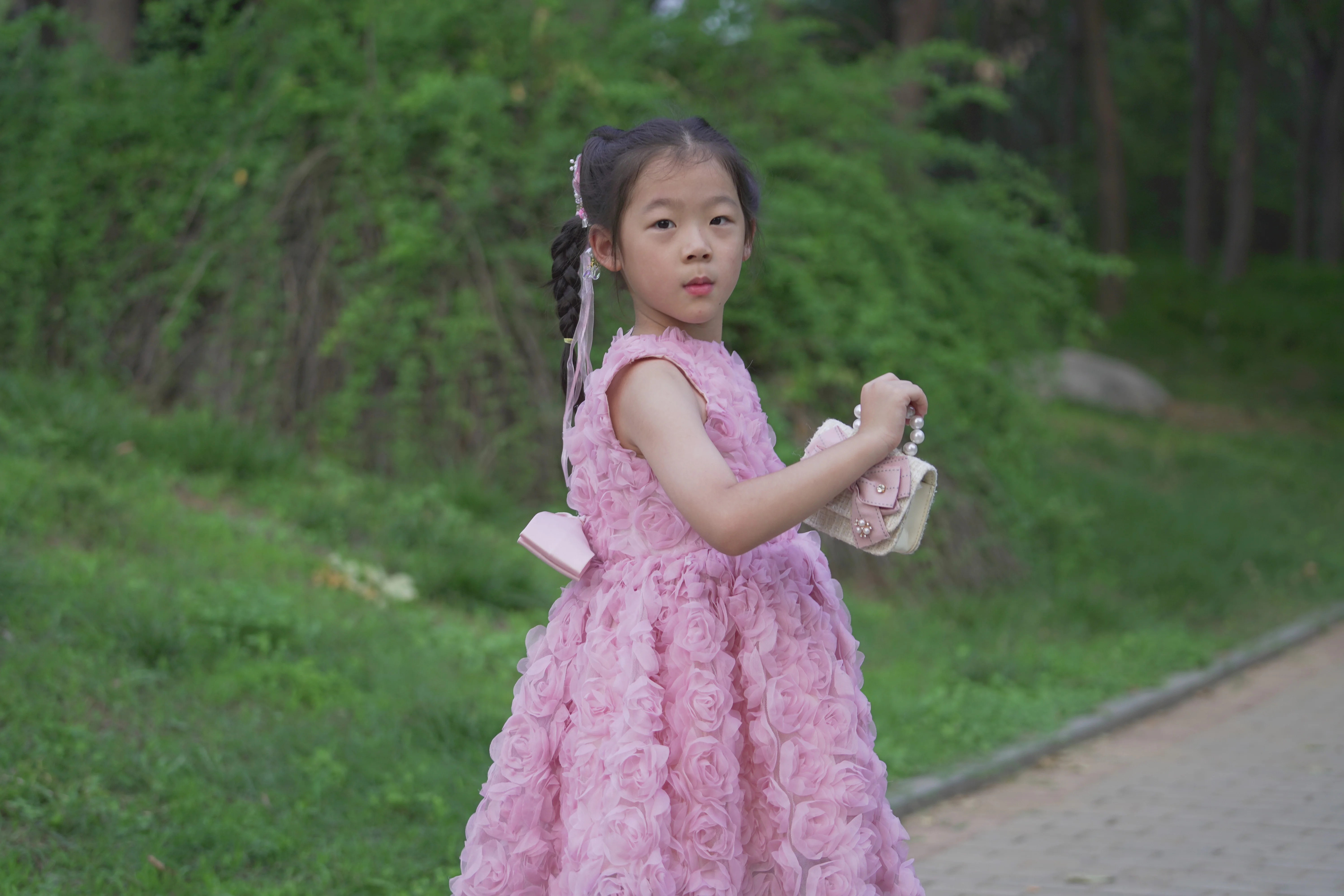 One Year Old Celebration Fashionable Korean Style Baby Birthday Flower Girl Little Host Performance Dress