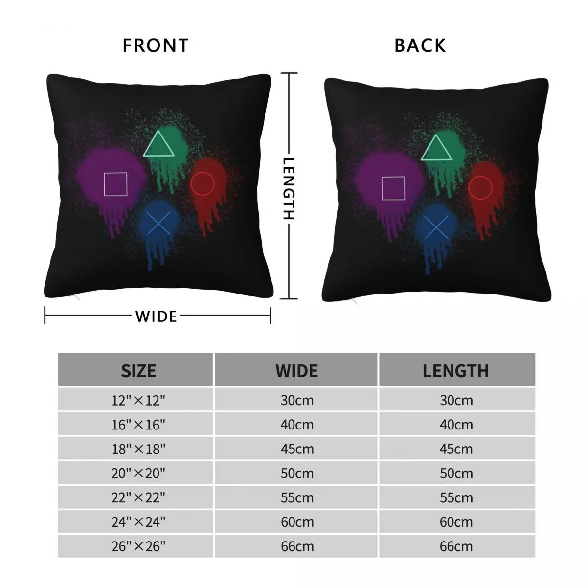 Gaming Forms Controller Button Square Pillowcase Polyester Linen Velvet Printed Zip Decorative Sofa Cushion Cover 45x45