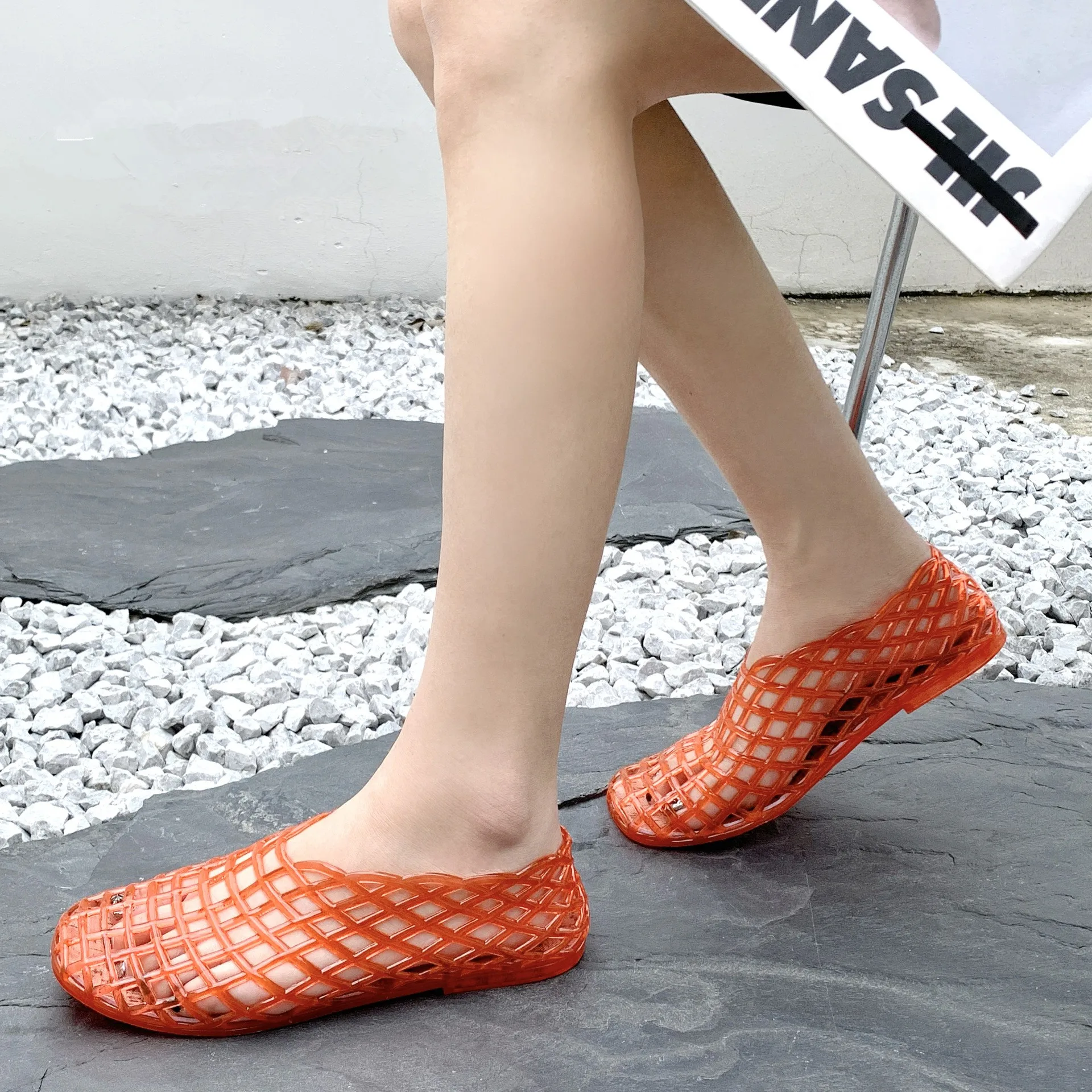 2025 Women's New Flat Sandals with Hollow PVC Breathable Summer Outerwear Baotou Bag and Casual Jelly Sandals image 4