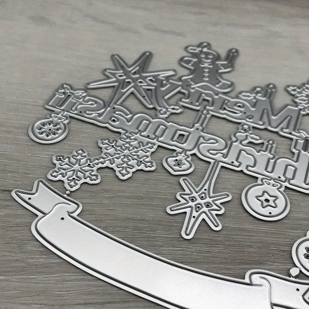 1 Stück Metall-Schneidewerkzeug, Stanzform, Frohe Weihnachten Dekoration, Scrapbook-Papier-Bastelwerkzeug, Stanzschablonen.
