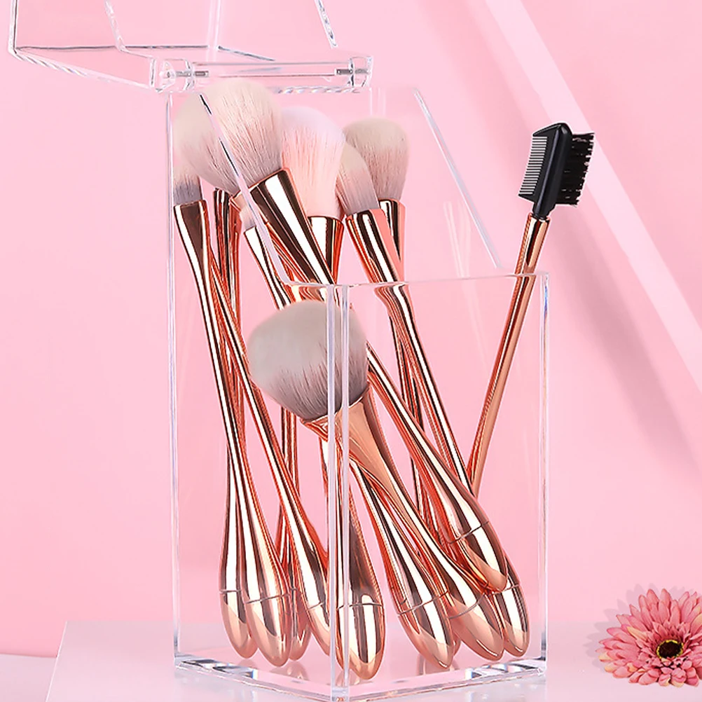 

Transparent Storage Box Acrylic Makeup Brush Holder Dustproof Display Stand Lipstick Organizer Easy Clean Long Lasting