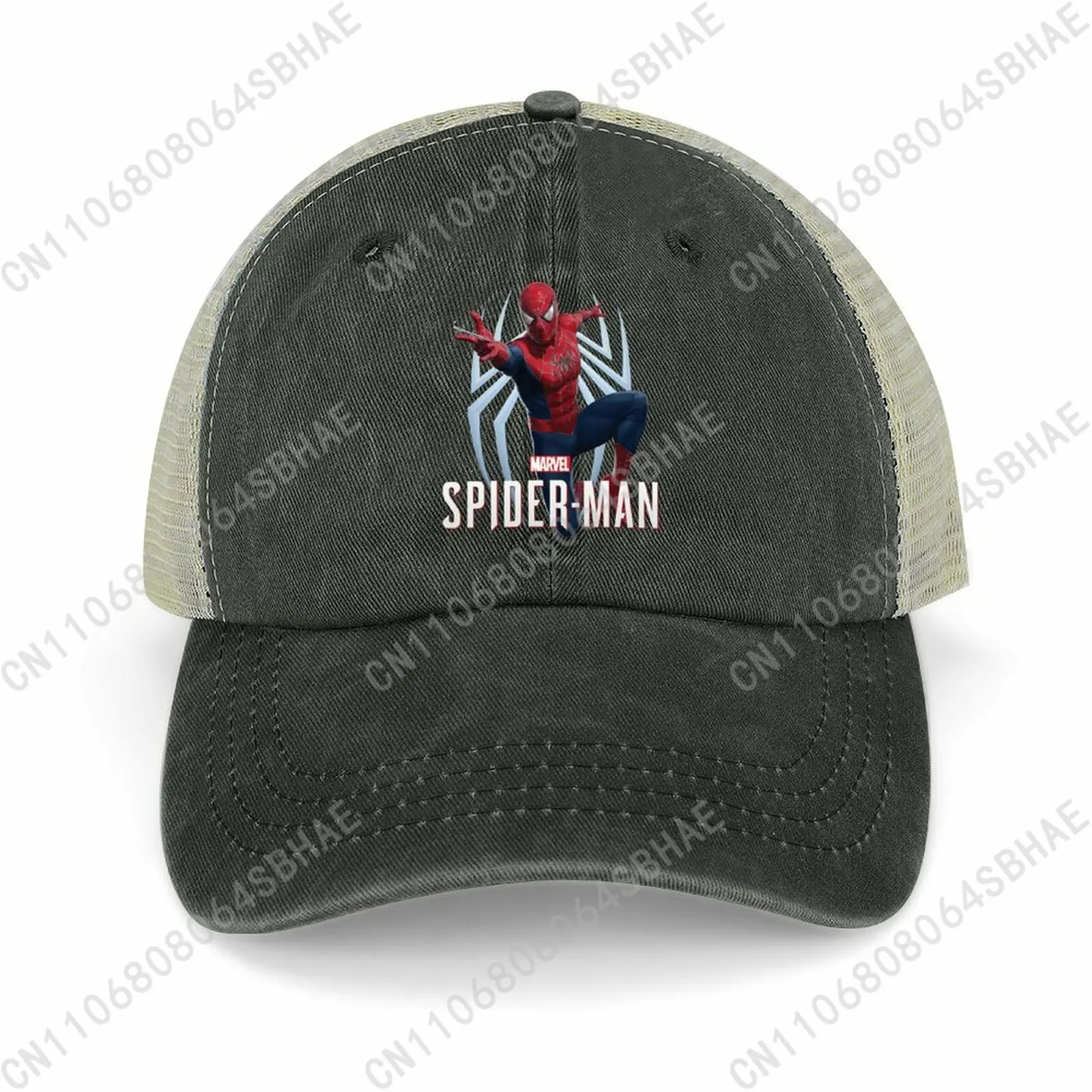 

Marvel Spider Man Mesh Cowboy Hat Hollow Ventilated Summer Cap Men Women Outdoor Sun Hat Adjustable Strap Custom Cosplay