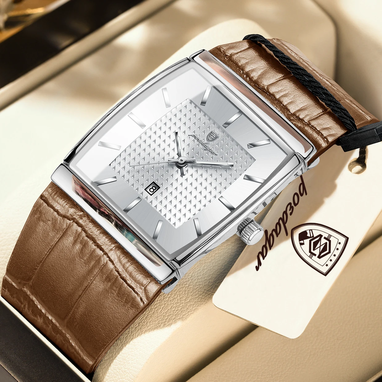 POEDAGAR Top Business Herren Armbanduhr Datum Wasserdicht Leuchtend Modische Männeruhr Leder Hochwertige Quarz Herrenuhren Reloj