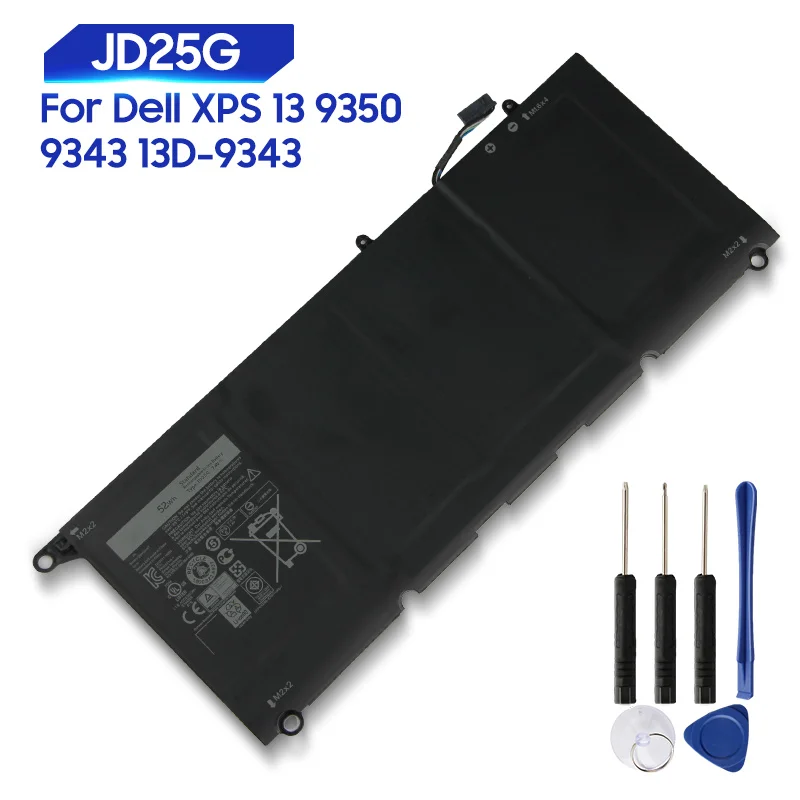 

Сменная Новая батарея для Dell XPS 13 9350 D2608T D3708 9343 13D-9343 JD25G 0N7T6 5K9CP JHXPY DIN02 52Wh