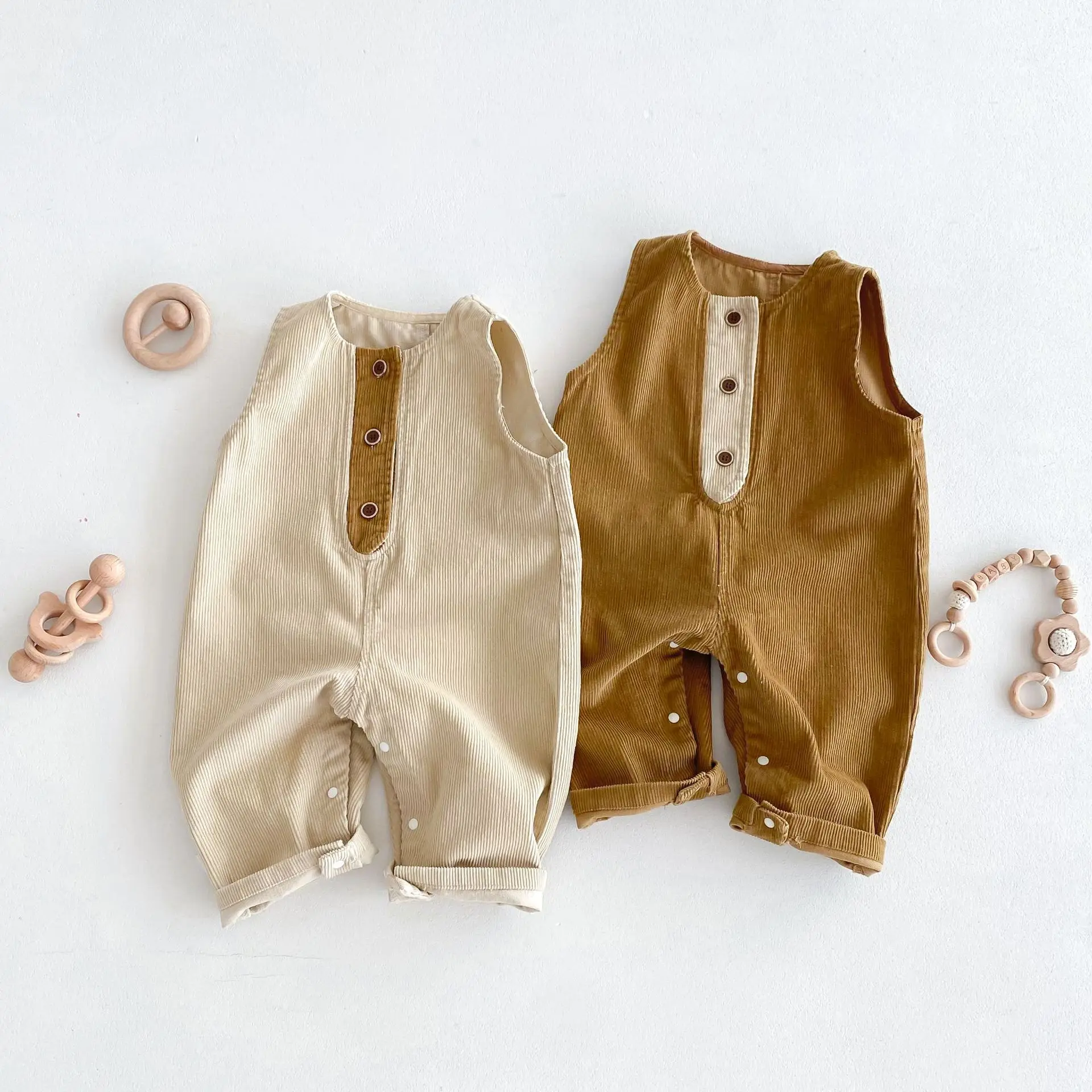 MILANCEL 2024 Autumn Baby Rompers 0-4Y Infant Fashion Simple Sleeveless Jumpsuit Children\'s Outdoor Trousers Baby Clothing