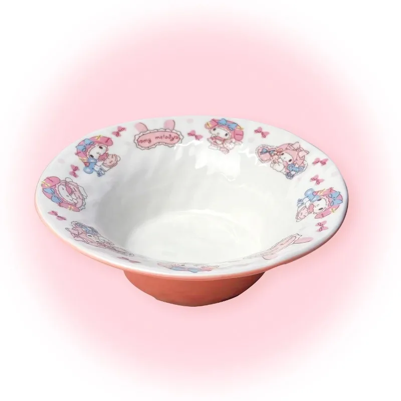 

Sweet My Melody Anime Kawaii MINISO Ins Ceramic Bowl Cute Cartoon Noodle Soup Bowl Large Capacity Tableware Plate Gifts Toys