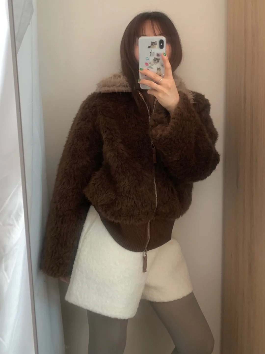 الكورية Sle معطف دافئ ort المرأة الشتاء فو الفراء طوق لينة لطيف ملابس خارجية ربيع الخريف الشتاء الموسمية Faionable Jaet