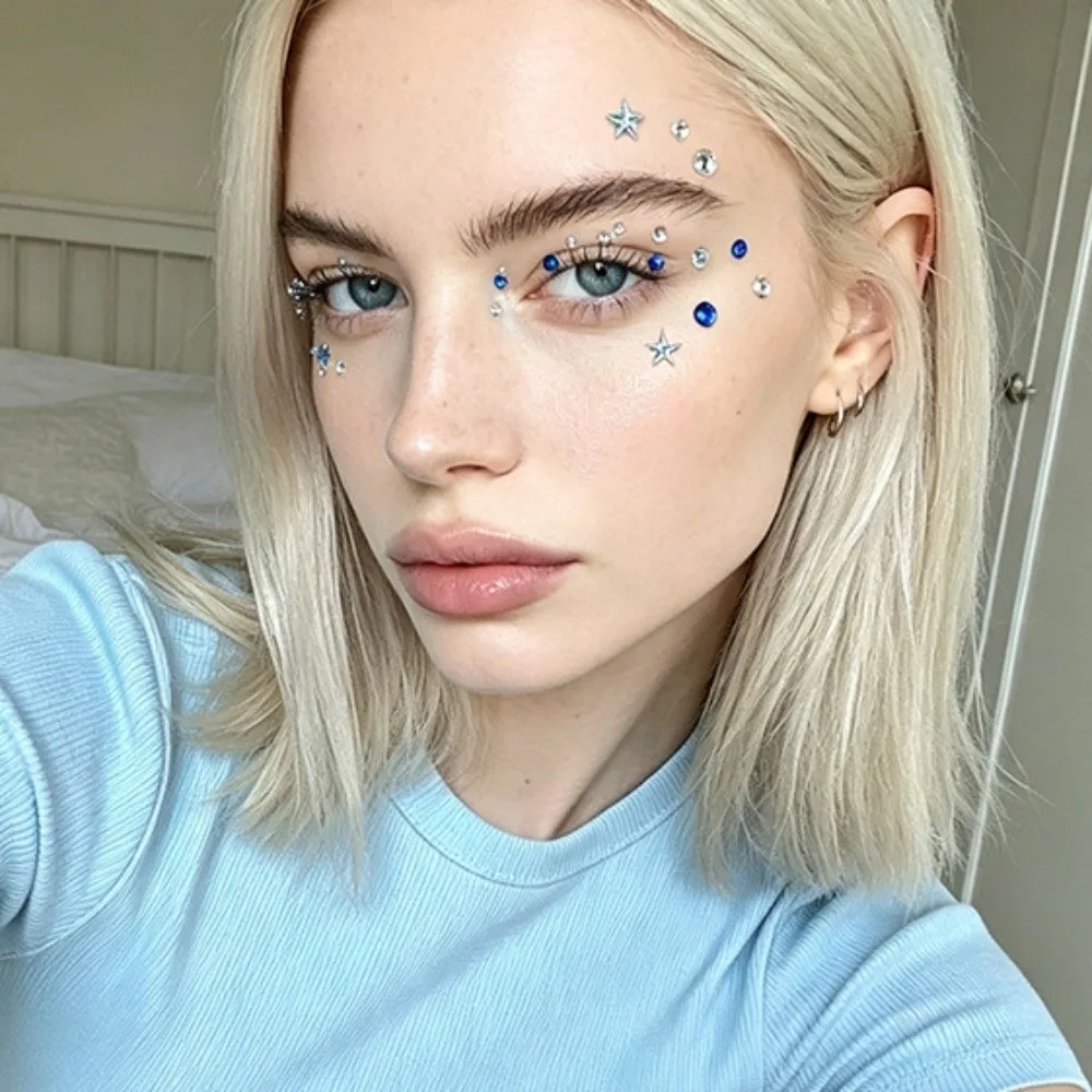 with Adhesive Backing Bedazzling Sticker Makeup 3D Resin Face Eye Jewels Sticker Waterproof Sparkling Crystal Gem Sticker