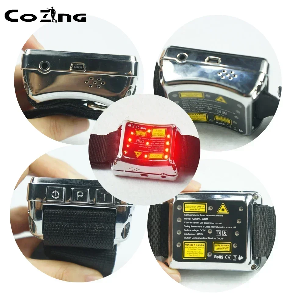 650nm Laser Physiotherapy Wrist Watch 11 Hole Red Light Semiconductor Laser Therapy Watch Diabetes Hypertension Tinnitus Therapy