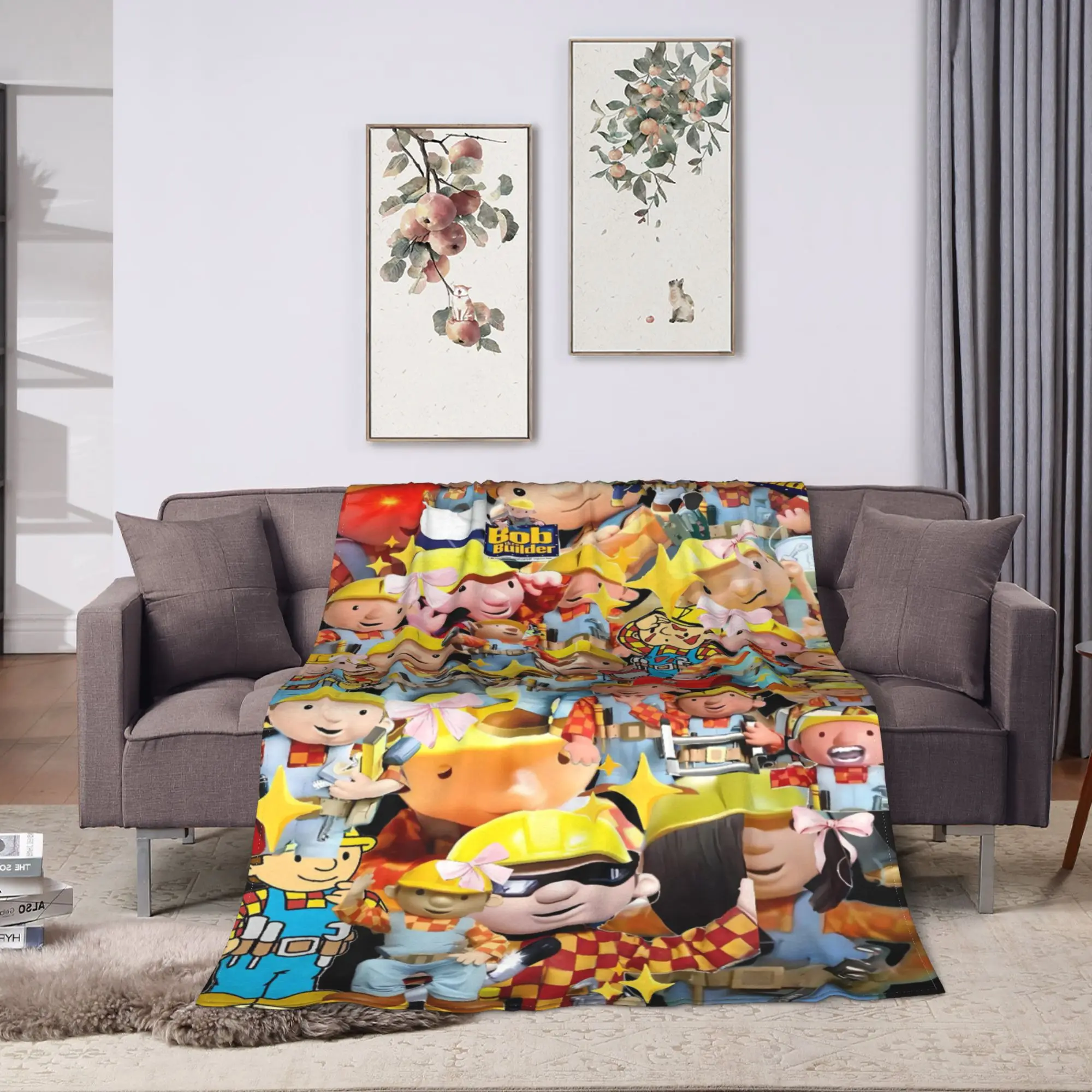 B-Bobs The Builders Blankets  Travel Office Flannel Throw Blanket For Bedroom Soft Warm Customized Quality Bedspread Gift Idea