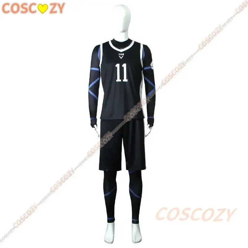Disfraz de Cosplay de Anime Blue Lock Nagi Seishiro, Jersey negro, mono de fútbol, peluca, ropa para fiesta de Navidad y Halloween