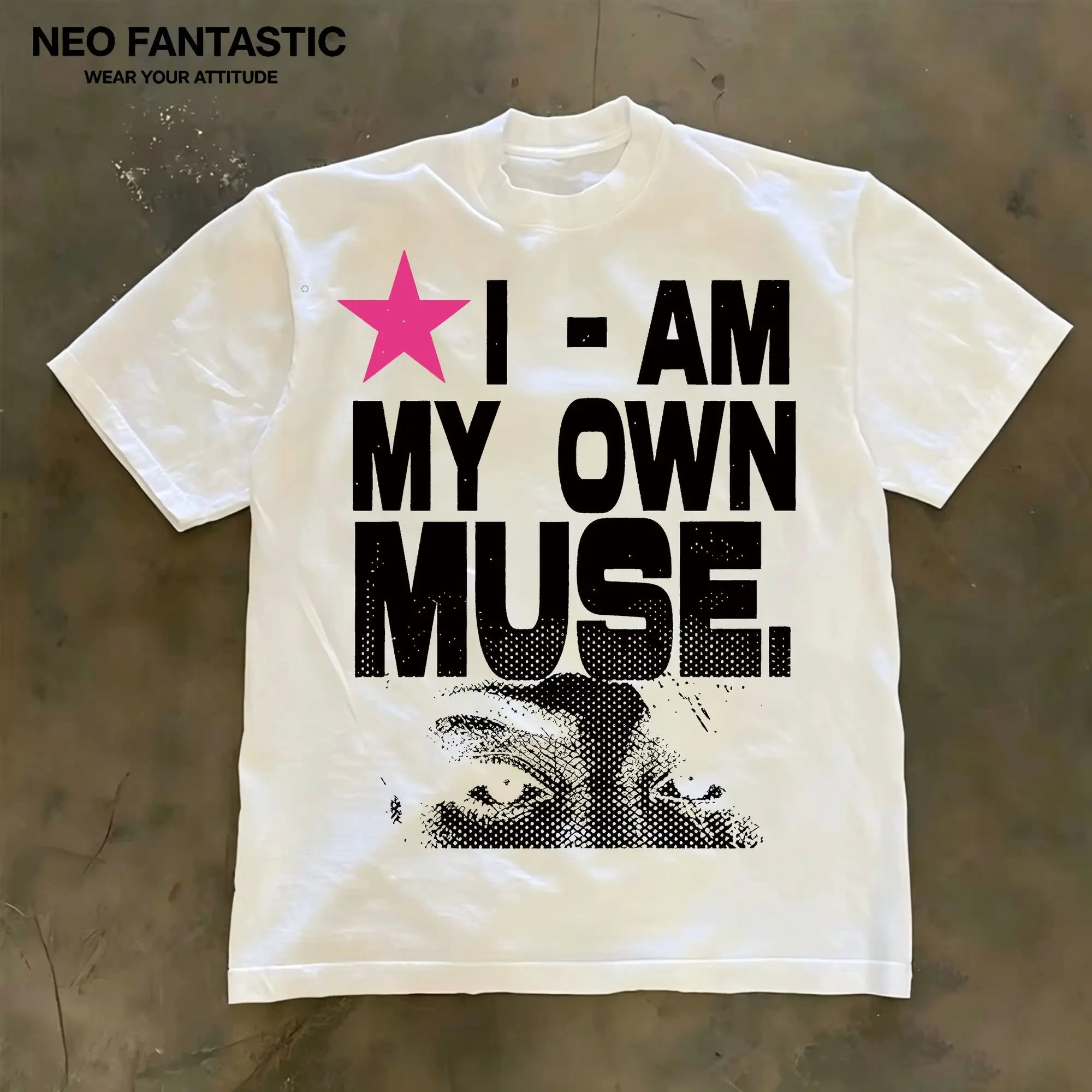 NEO pure cotton American high street alphabet portrait print short-sleeved T-shirt men's and women's ins loose and versatile top