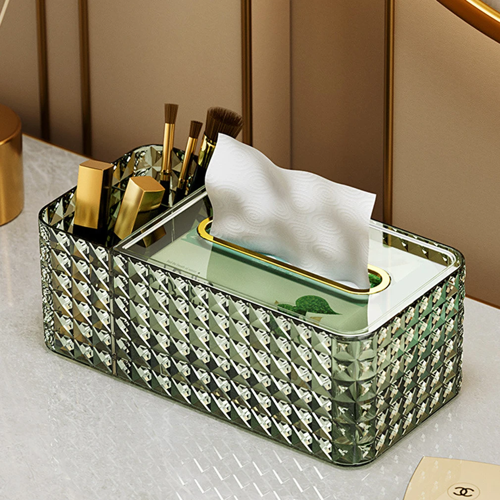 

Crystal Tissue Box Holder Crystal Cube Napkin Dispenser Removable Tissue For Bedroom Office Hotel Cafe Coffee House Bar Green