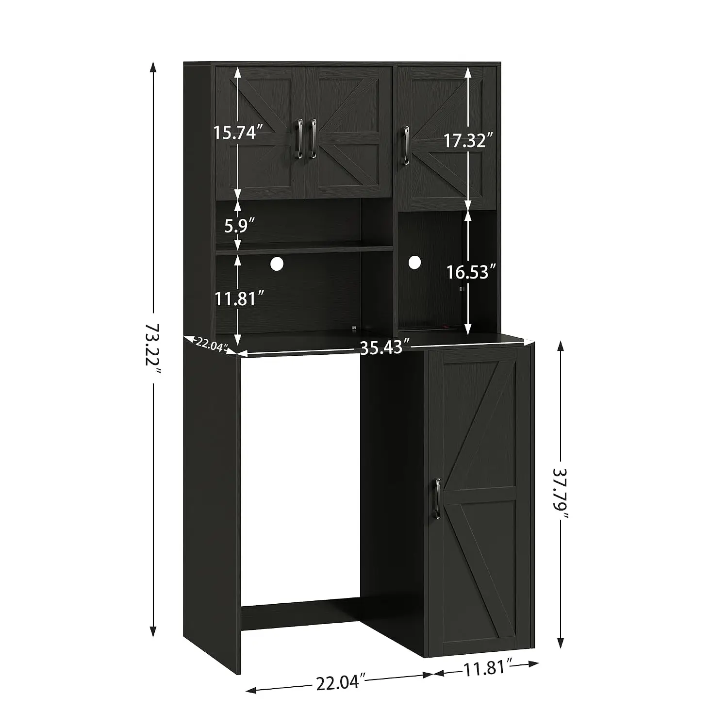 Mini Fridge Cabinet Coffee Bar Stand with Outlet Storage Microwave Shelf Beverage Station for Kitchen Dorm Office, Customized - view 2