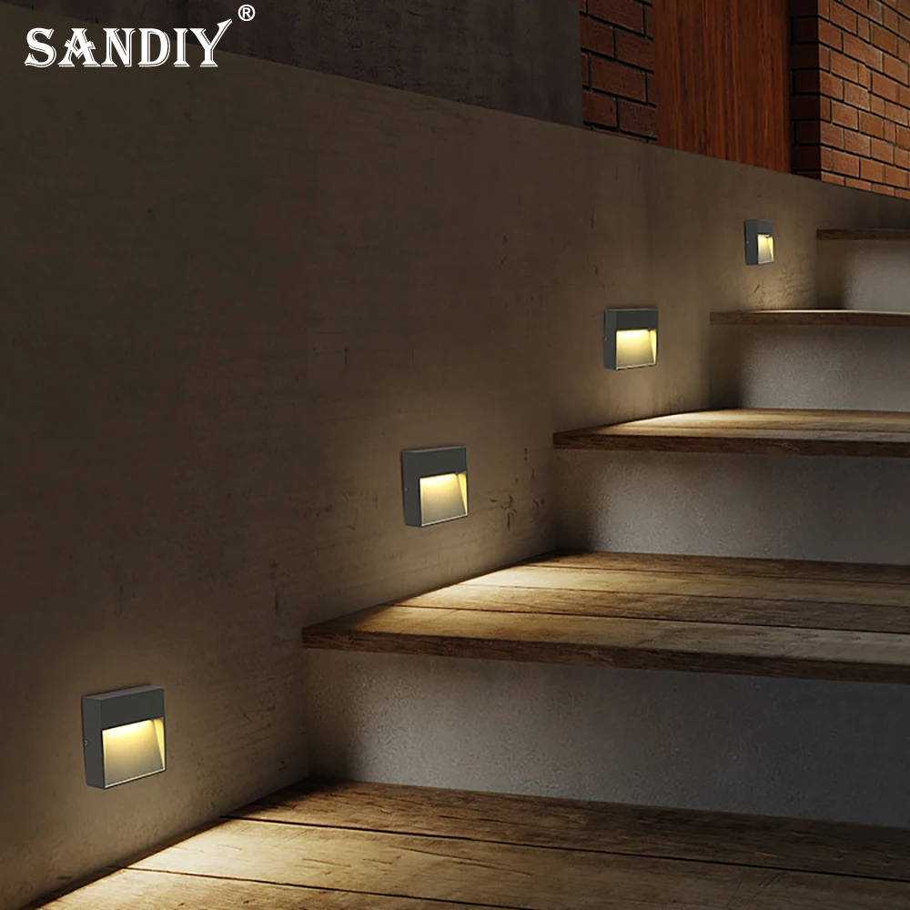 SANDIY External Wall Lights 6W 10W Outdoor Waterproof Lamp Led Stair Lighting for Porch Street Step Balcony Surface Mounted IP67