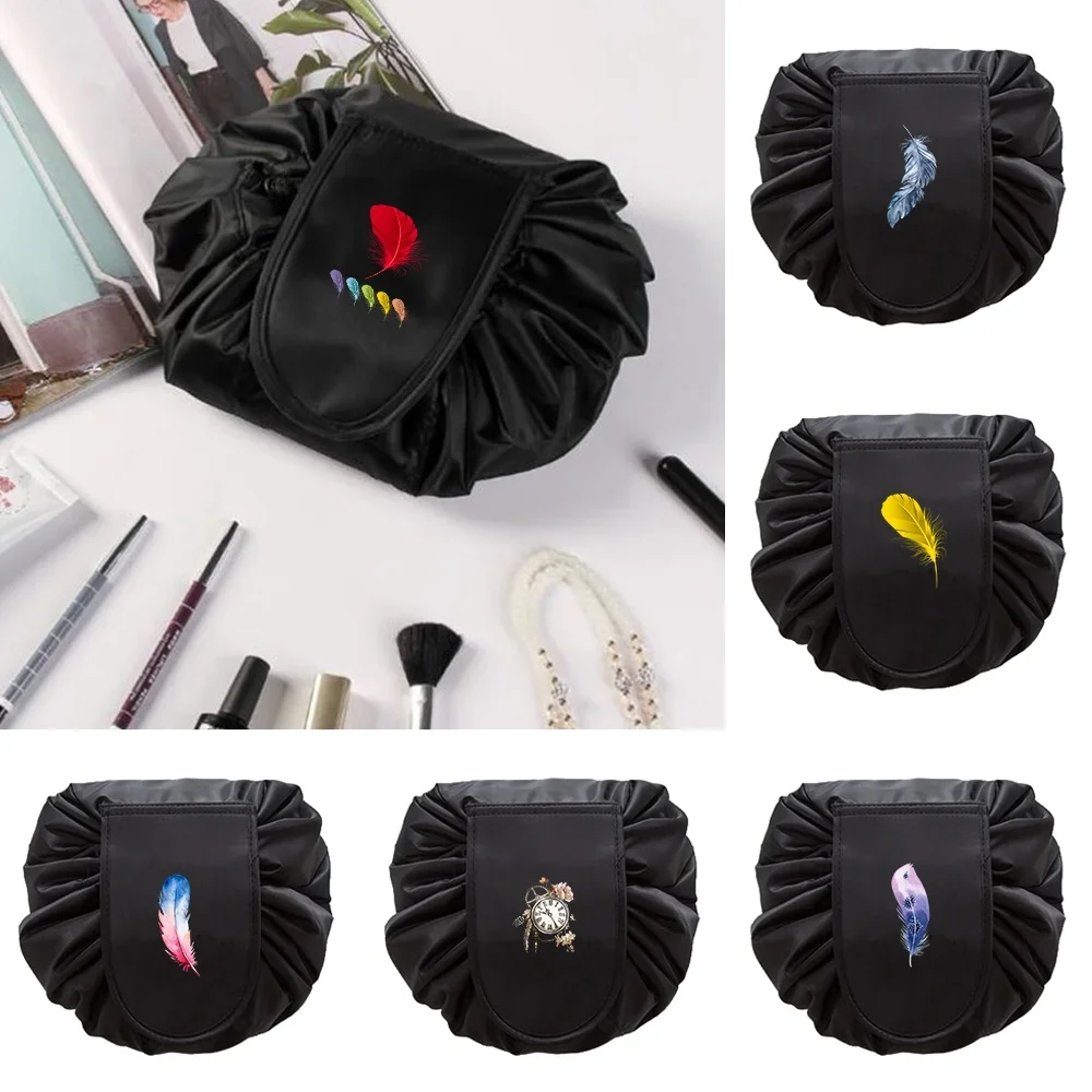 

Drawstring Underwear Shoes Bag Feather Printed Travel Storage Pouch Travel Cosmetic Storage Bags Sundries Toiletry Organizer Bag