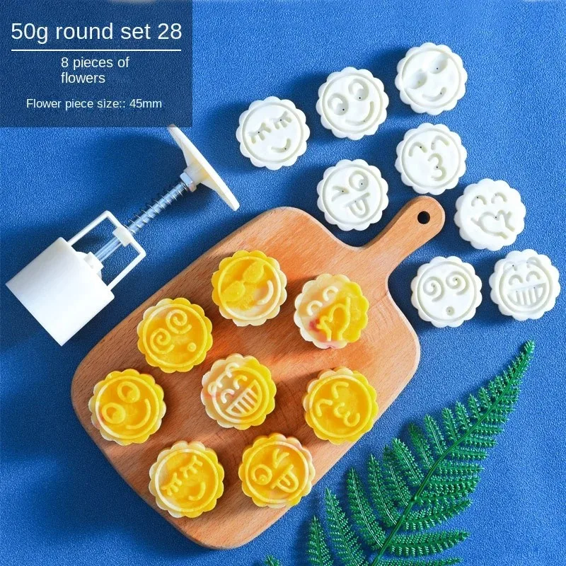 Mooncake Mold Family Hand-pressed Fondant Snow Skin Mung Bean Cake Mooncake Flower-shaped Mold Kitchen DIY Baking Tools