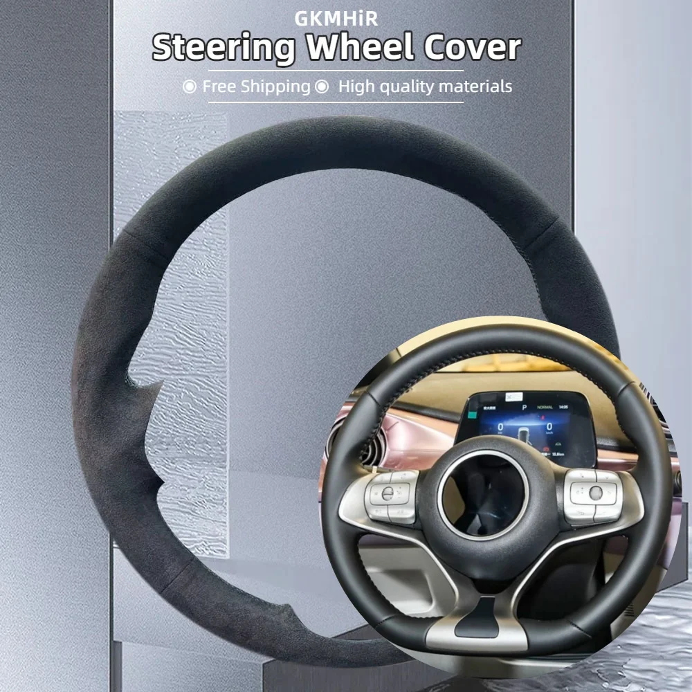 

Customization Car Steering Wheel Cover For BYD Atto 3 EV 2022 2023 Dolphin 2023 2024 Hand Sewing Suede Car Interior Accessories