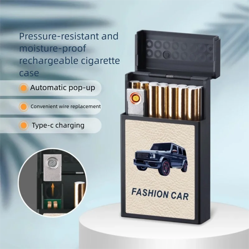 Pressure resistant and moisture-proof charging cigarette case, replaceable thread, automatic popping cigarette, multifunctional