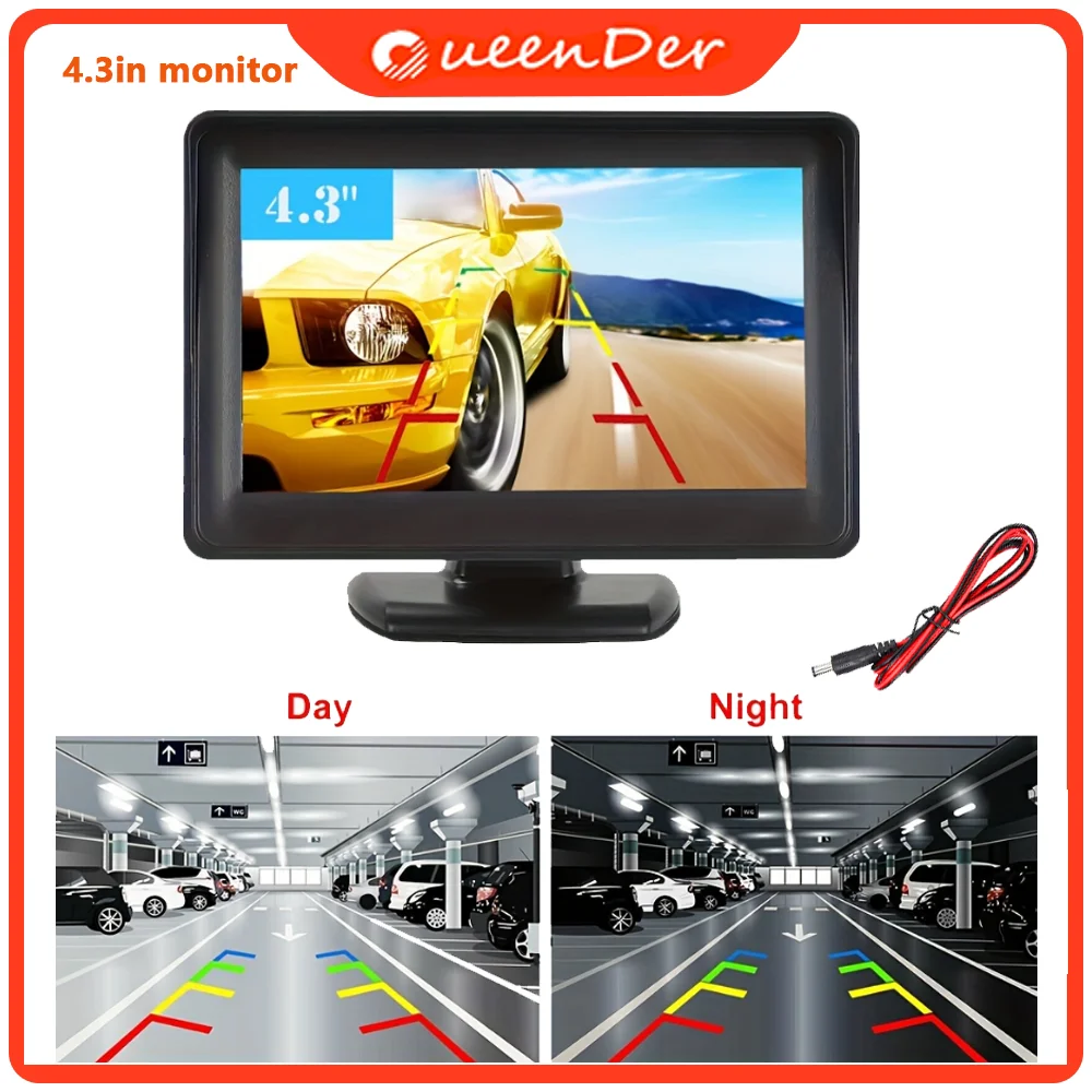 QueenDer 4.3 inch LCD Color Car Rear View Monitor TFT Screen For Reverse Backup Camera