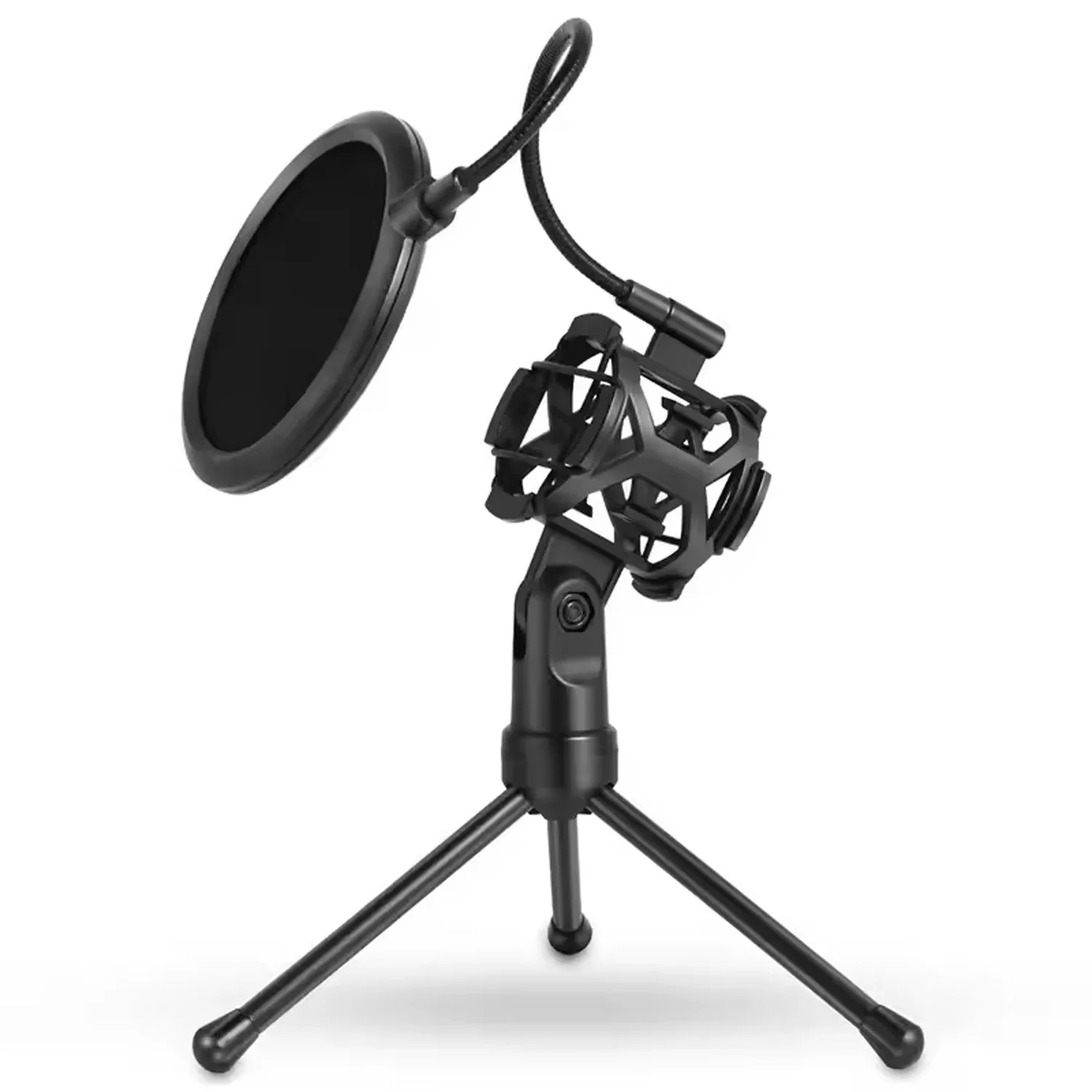 Universal Microphone Stand Foldable Desktop Tripod Mic Stand with Shock Mount Portable Gooseneck Microphone Holder Bracket New