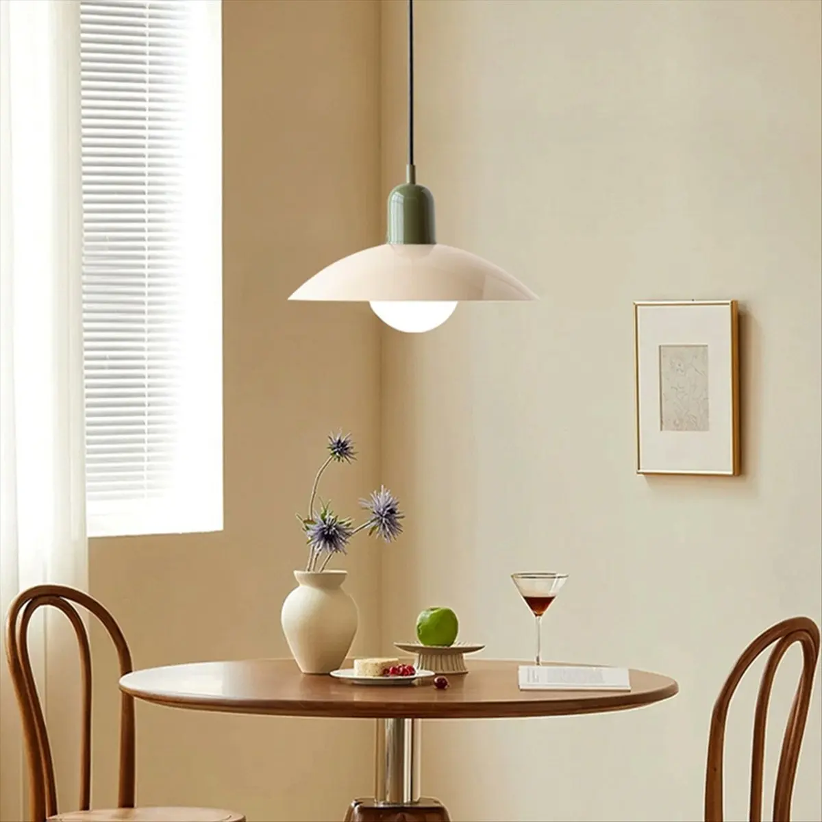 Stable- Nordic Green Glass Pendant Light - Vintage Mid Century Modern Hanging Lamp for Kitchen Island, Dining Room, Bedroom