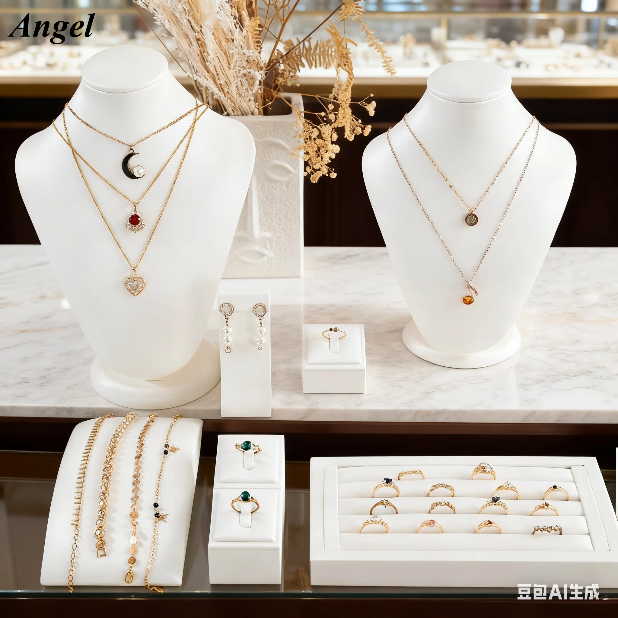 

White Mannequin Neck Display Stand, Jewelry Necklace Holder for Live Stream Shop Counter Window Showcase Photography Prop