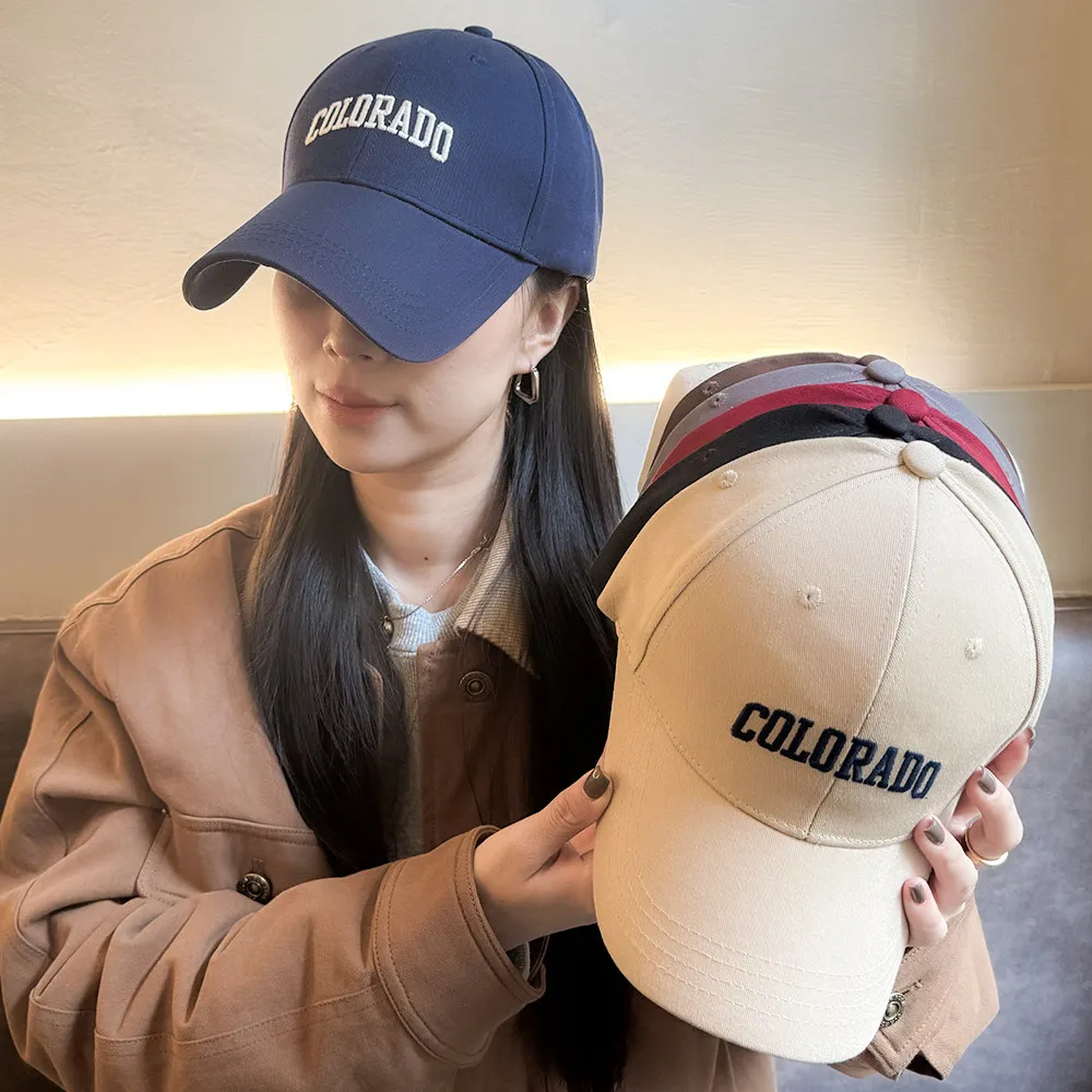 Korean Style Embroidered Baseball Cap Unisex Wide Brim Hat Fashionable Student Cap Men's Women's Duckbill Cap Spring Summer