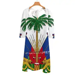 Haiti Square Neck Dress New Plus Size Elegant Women Waist Tight Dress Haiti Palmis Haitian Viral Embleme