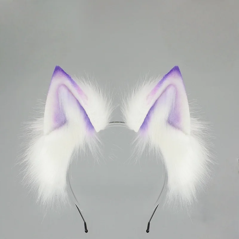 2025 Nuovo fatto a mano colorato sfumato orecchie di gatto fascia cintura regolabile coda di volpe Halloween Cosplay animale lupo puntelli