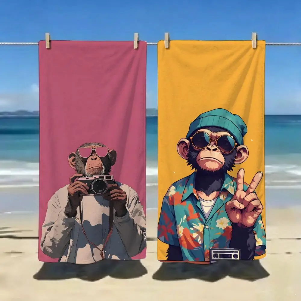 Pastel Soft Cartoon Monkey Towel ultra-fine fiber quick drying absorbent bath towel, outdoor swimming sports towel