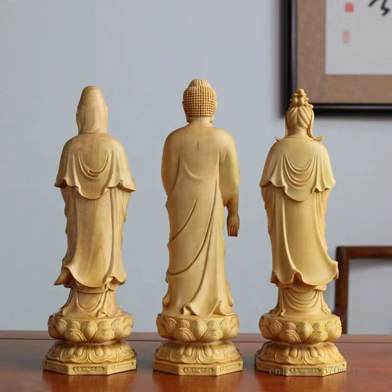 Imagem -03 - Buxo Buda Estátua Amitabha Bodhisattva Buda Casa e Escritório Decoração Agvalokitesvara Guanyin Escultura 1pc