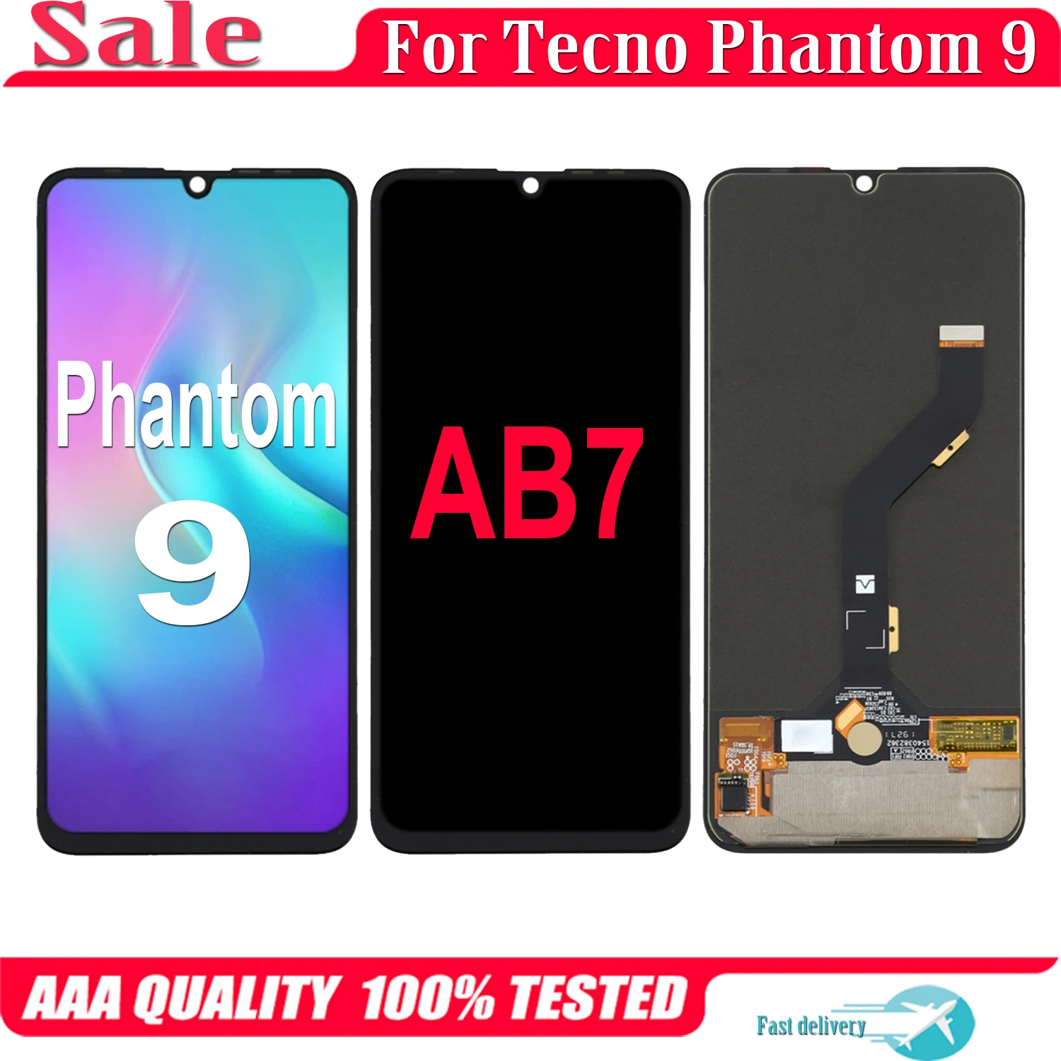 

6.39'' AMOLED For Tecno Phantom 9 Phantom9 AB7 LCD Display Touch Screen Replacement Digitizer Assembly