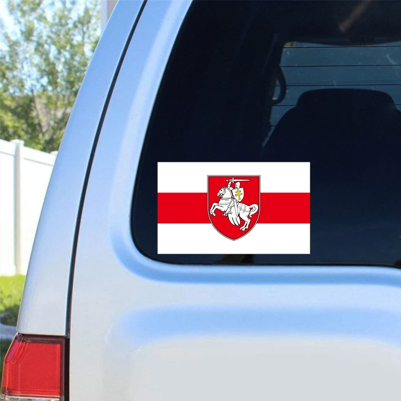 70008# Funny Car Stickers Belarus White Knight Pagonya Flag Sticker Styling Waterproof Sunscreen Decal Vinyl Decal