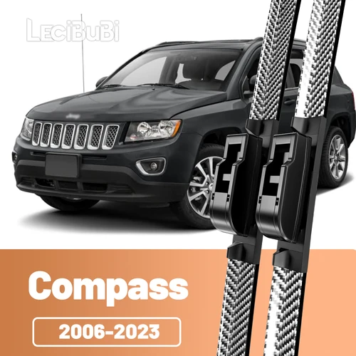 Imagen 1 del producto 2 uds limpiaparabrisas delantero limpiaparabrisas de fibra de carbono para Jeep Compass MK49 MP 2006-2023 2013 2015 2016 2017 2019